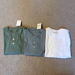 Bundle of Crewcuts Kids' Long Sleeve Tees - Green, Blue, and White (Size 4-5)